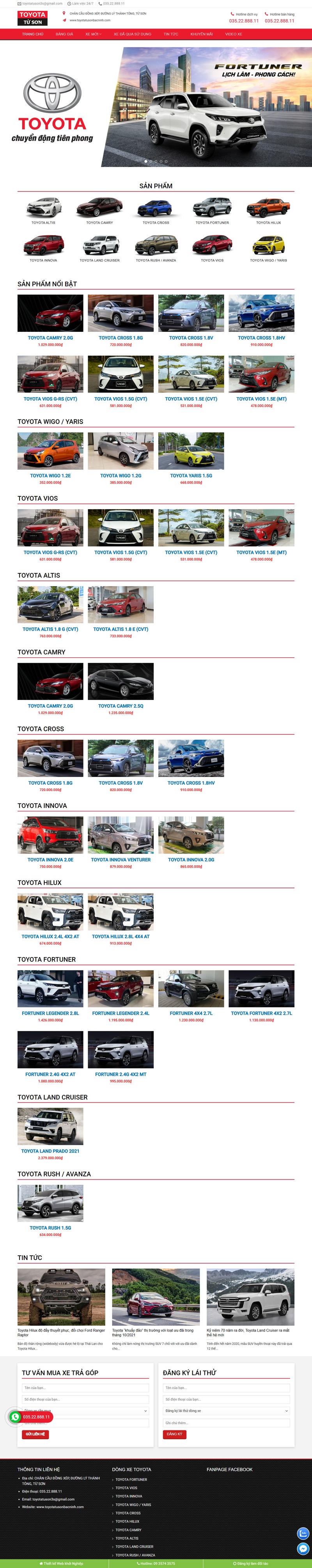 Theme wordpress bán xe toyota 02
