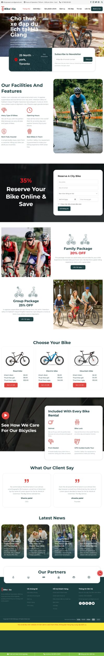 Theme wordpress cho thuê xe đạp