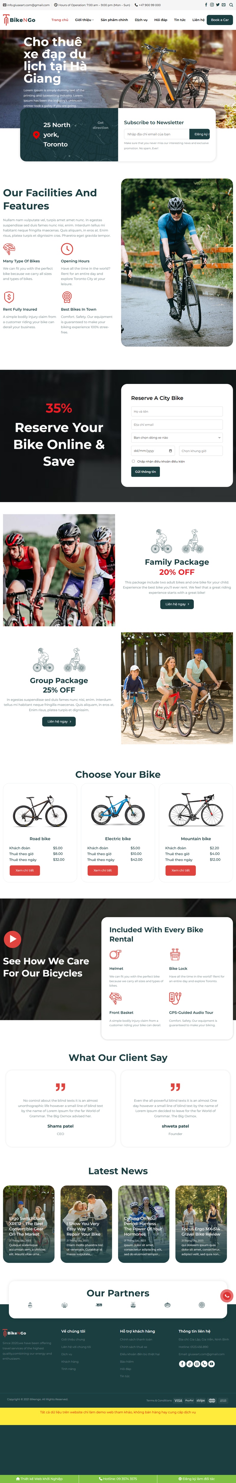 Theme wordpress cho thuê xe đạp