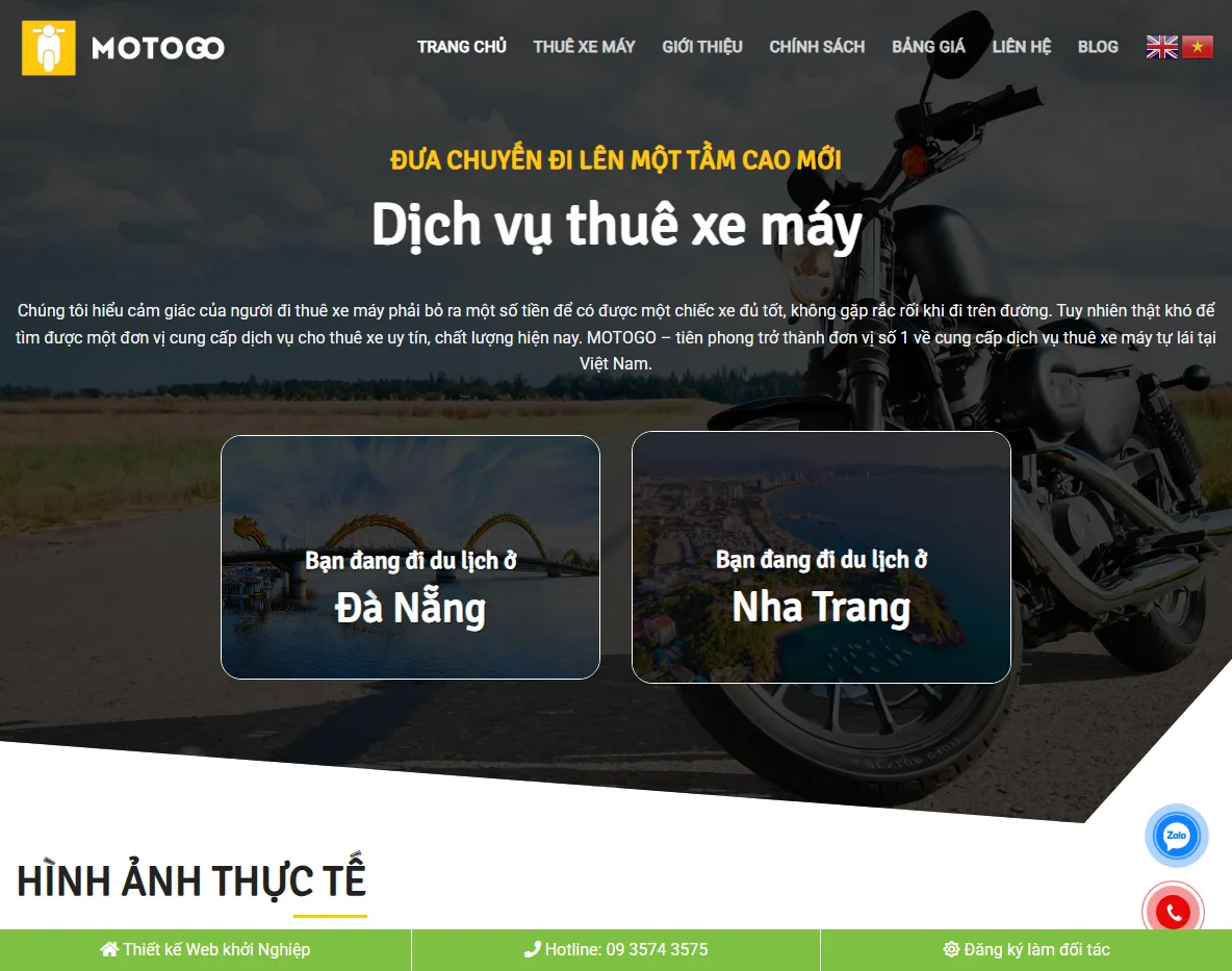 Giao diện Theme WordPress cho thuê xe máy 01