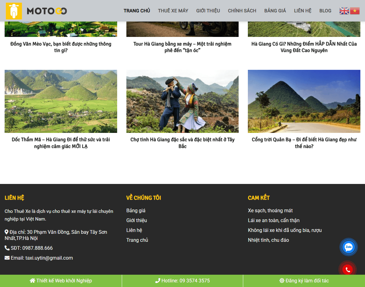 Tính năng Theme WordPress cho thuê xe máy 01