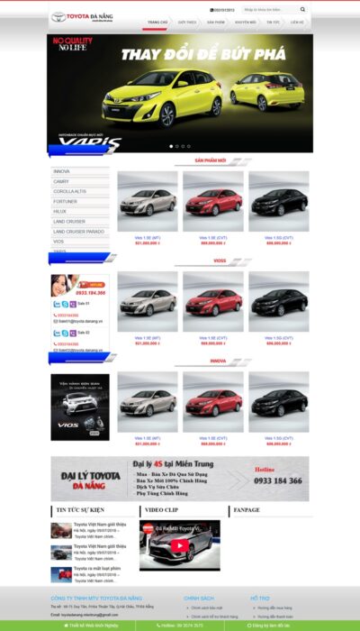 Theme wordpress đại lý Toyota