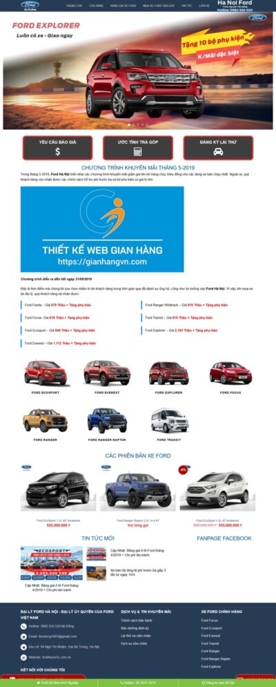 Theme wordpress đại lý xe Ford