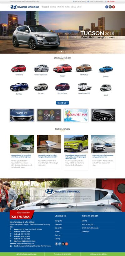 Theme wordpress đại lý xe Hyundai