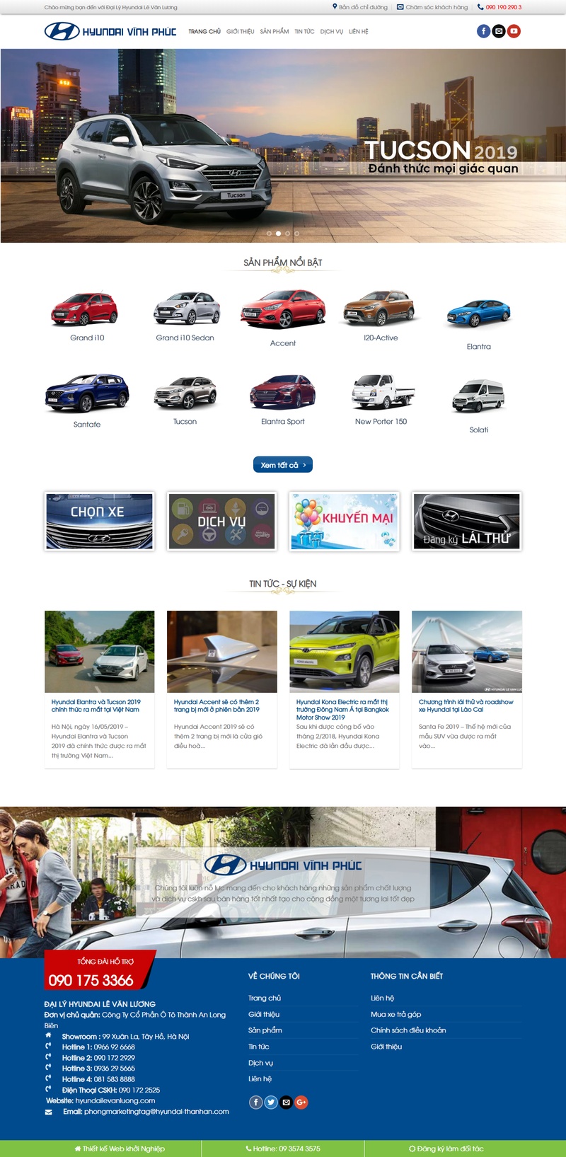 Theme wordpress đại lý xe Hyundai
