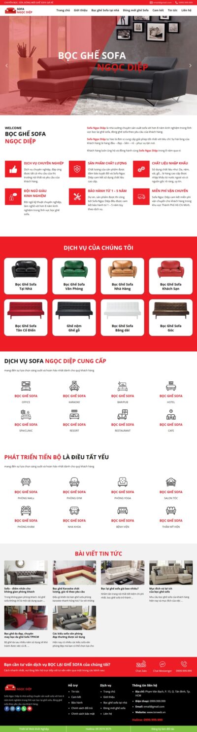 Theme wordpress dịch vụ bọc ghế nệm, salon
