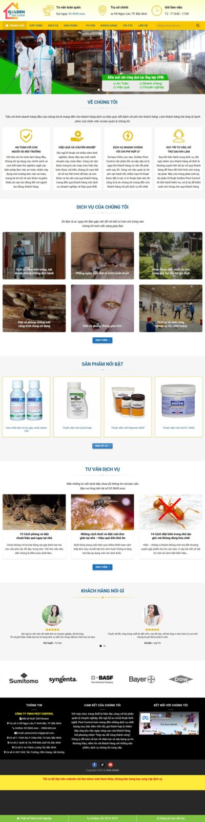 Theme wordpress dịch vụ diệt côn trùng, sâu bọ, kiến gián