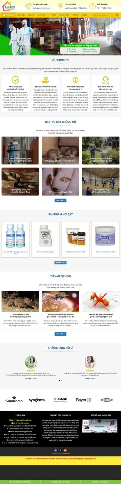 Theme wordpress dịch vụ diệt côn trùng, sâu bọ, kiến gián