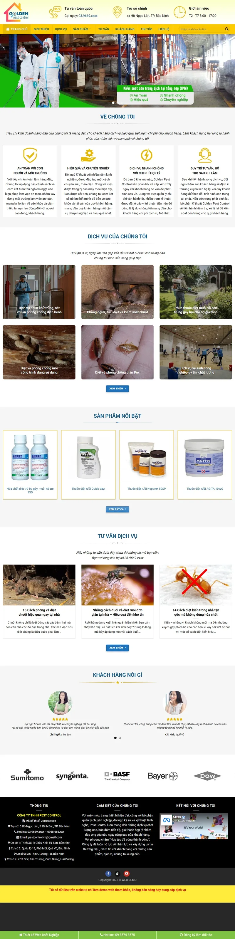 Theme wordpress dịch vụ diệt côn trùng, sâu bọ, kiến gián