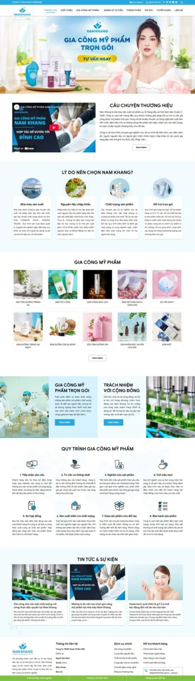 Theme wordpress dịch vụ gia công mỹ phẩm