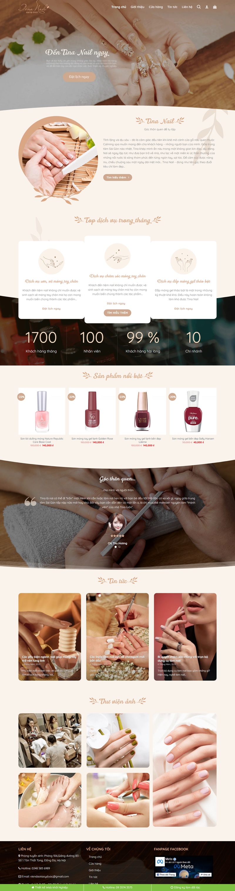 Theme wordpress dịch vụ nail và phụ kiện