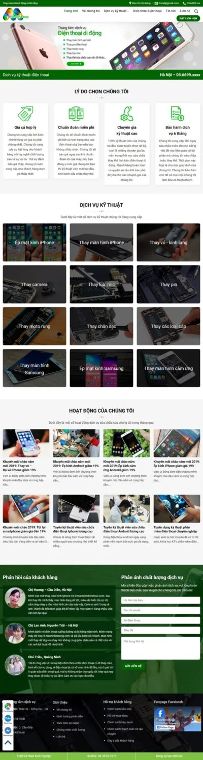 Theme wordpress dịch vụ sửa màn hình