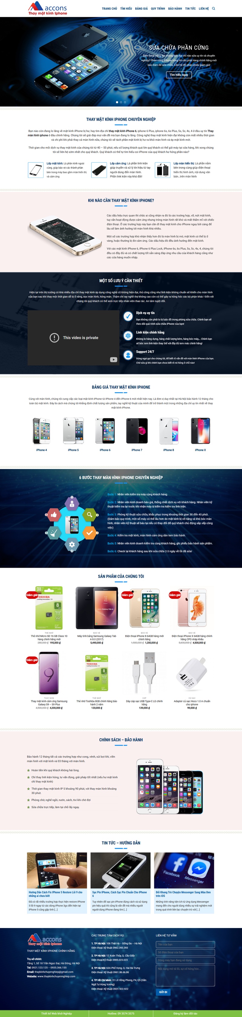 Theme wordpress dịch vụ thay kính