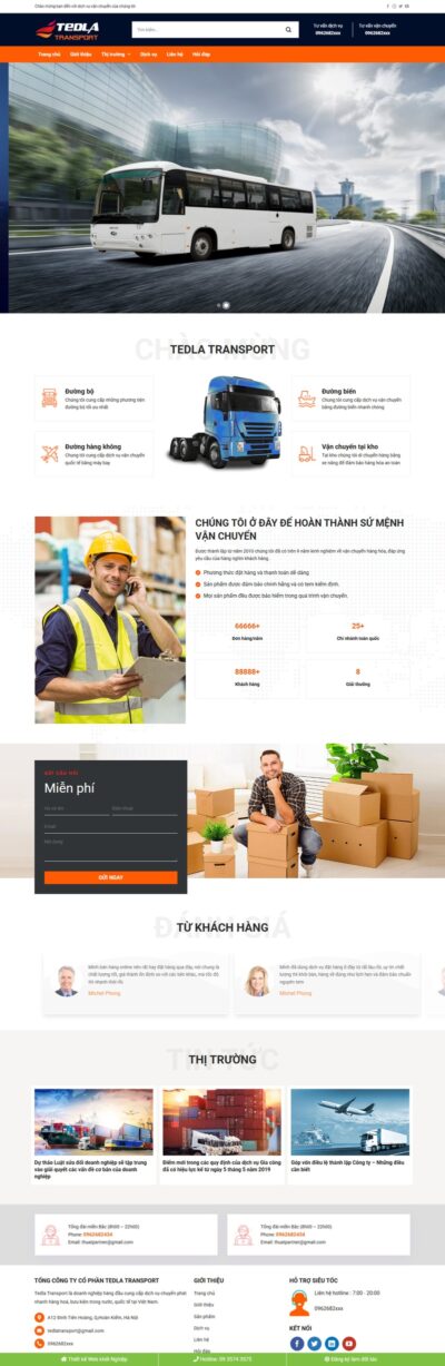 Theme wordpress dịch vụ vận chuyển bằng xe tải