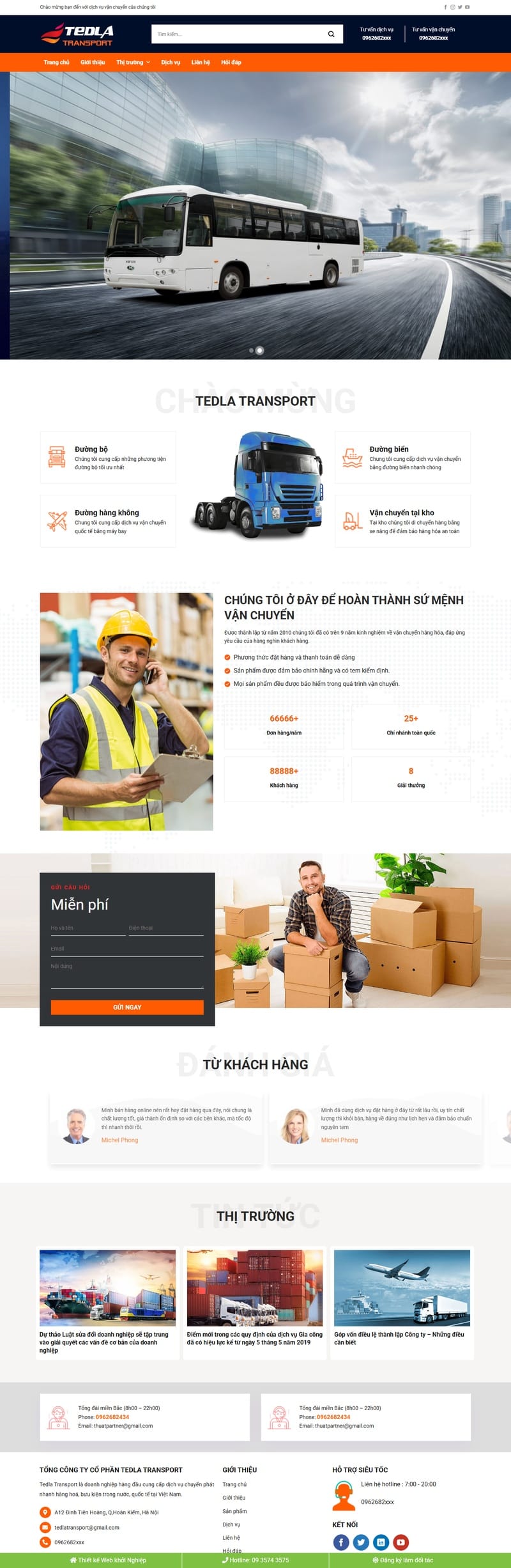Theme wordpress dịch vụ vận chuyển bằng xe tải