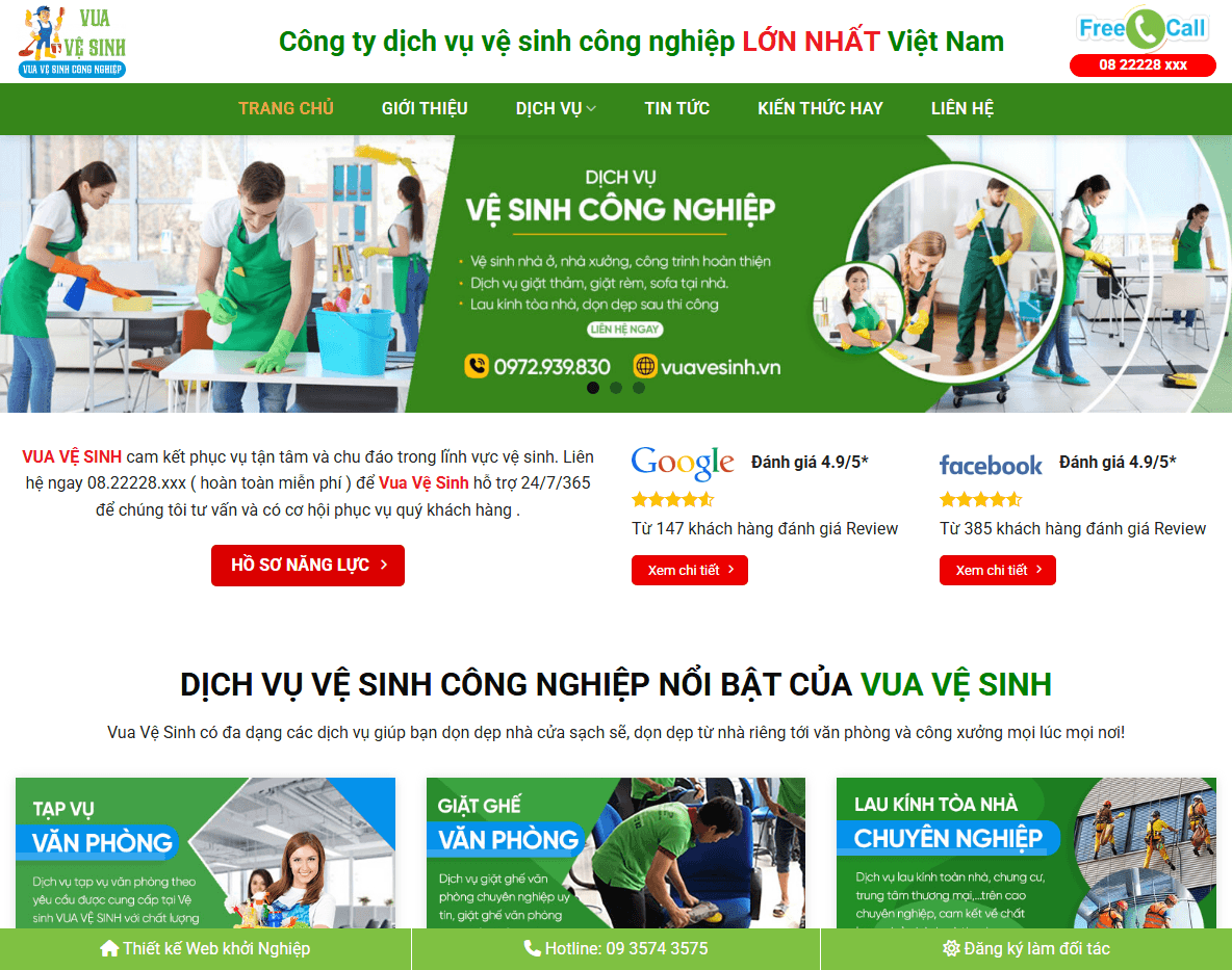 Giao diện Theme WordPress dịch vụ vệ sinh công nghiệp 01