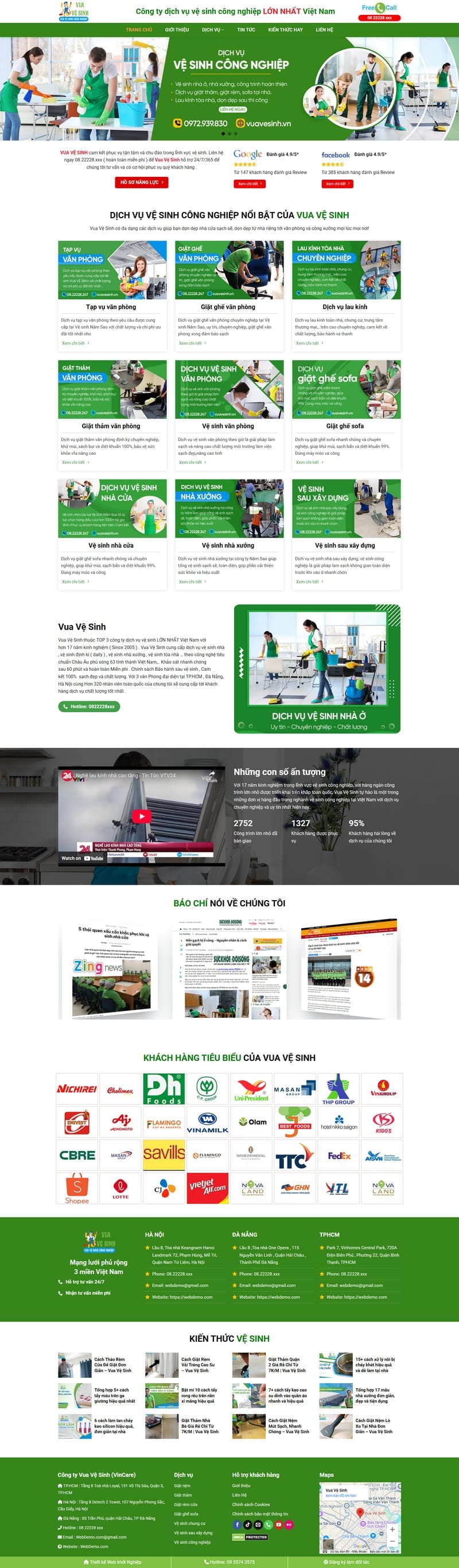 Theme wordpress dịch vụ vệ sinh công nghiệp 01