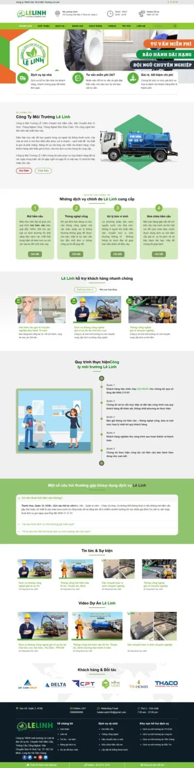 Theme wordpress dịch vụ vệ sinh, hút hầm , bể phốt