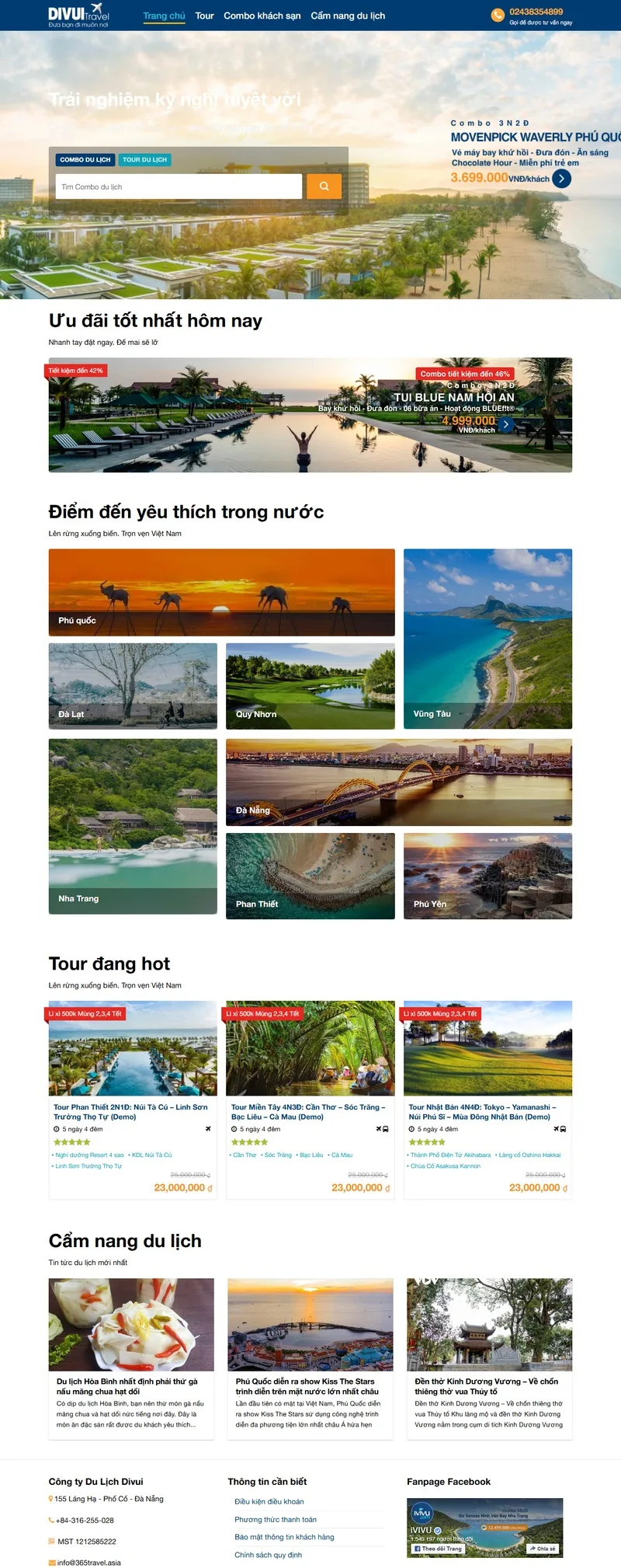 Theme wordpress du lịch giống ivivu