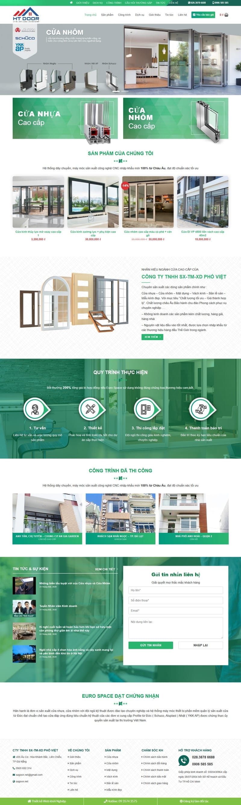 Theme wordpress flatsome bán cửa nhôm 01