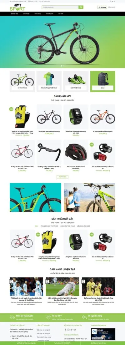 Theme wordpress flatsome bán đồ thể thao