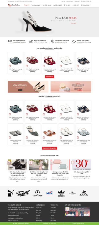 Theme Wordpress Flatsome bán giày nữ