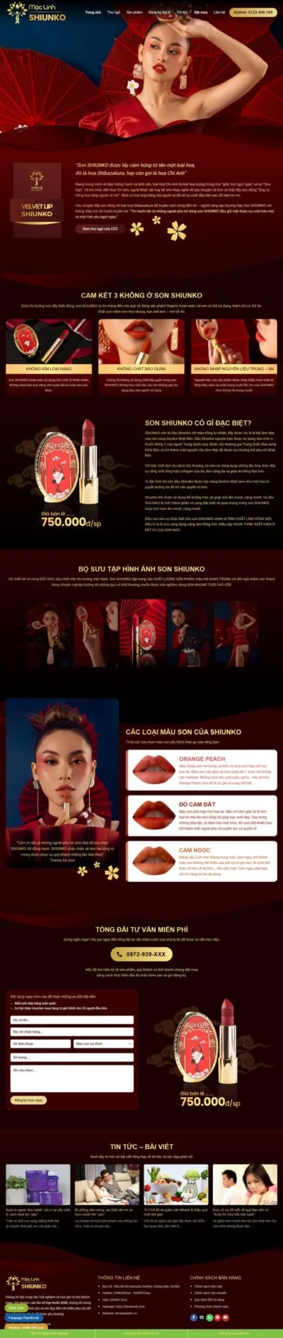 Theme wordpress flatsome bán son môi đẹp