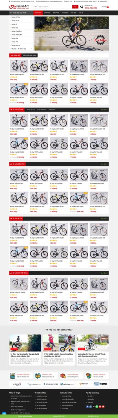 Theme wordpress flatsome bán xe đạp