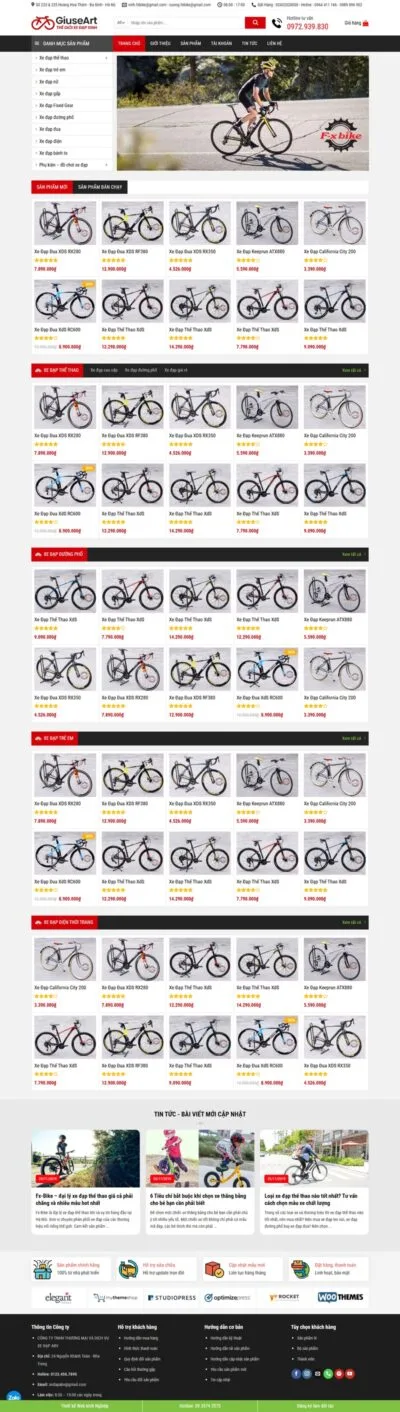 Theme wordpress flatsome bán xe đạp