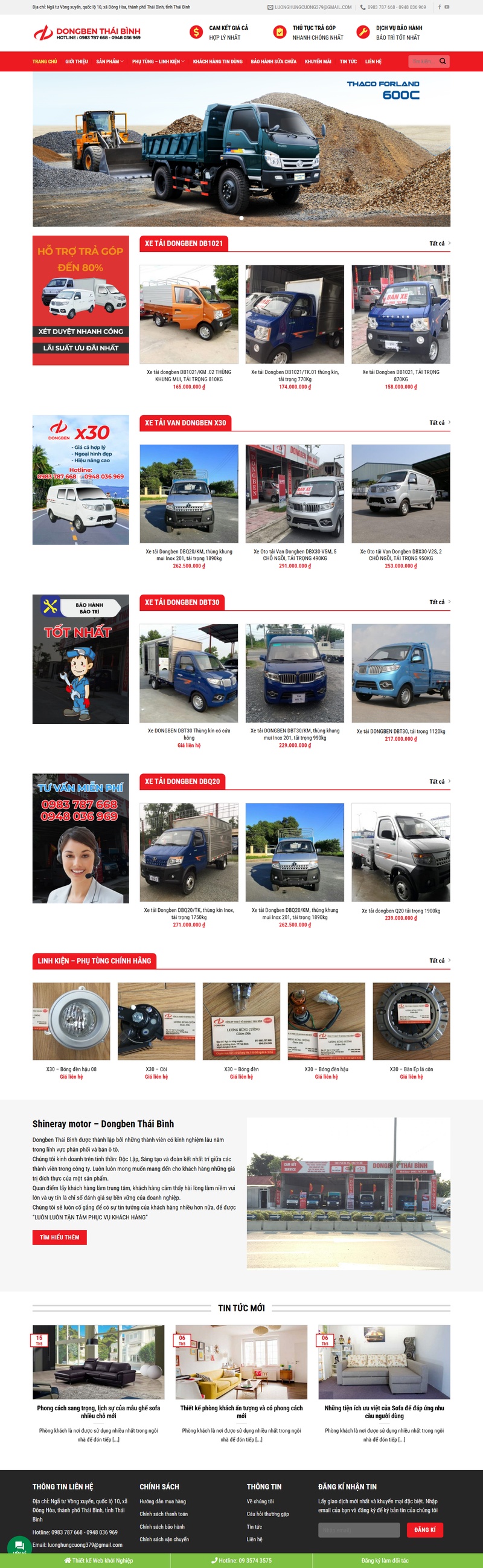 Theme wordpress flatsome bán xe tải