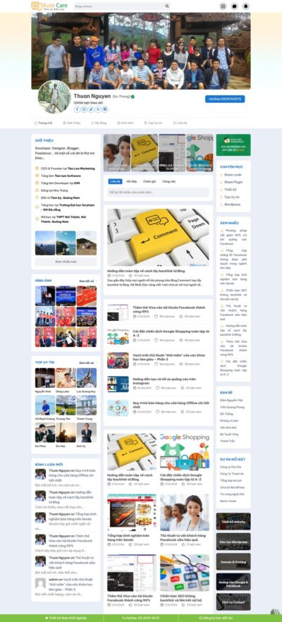 Theme wordpress giới thiệu cá nhân giống Facebook