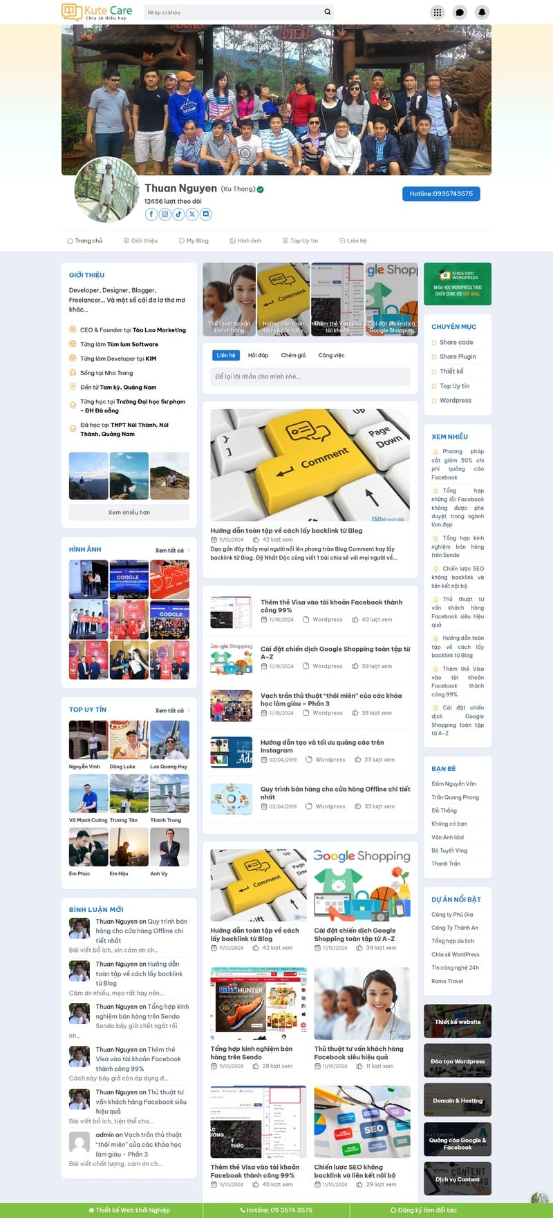 Theme wordpress giới thiệu cá nhân giống Facebook