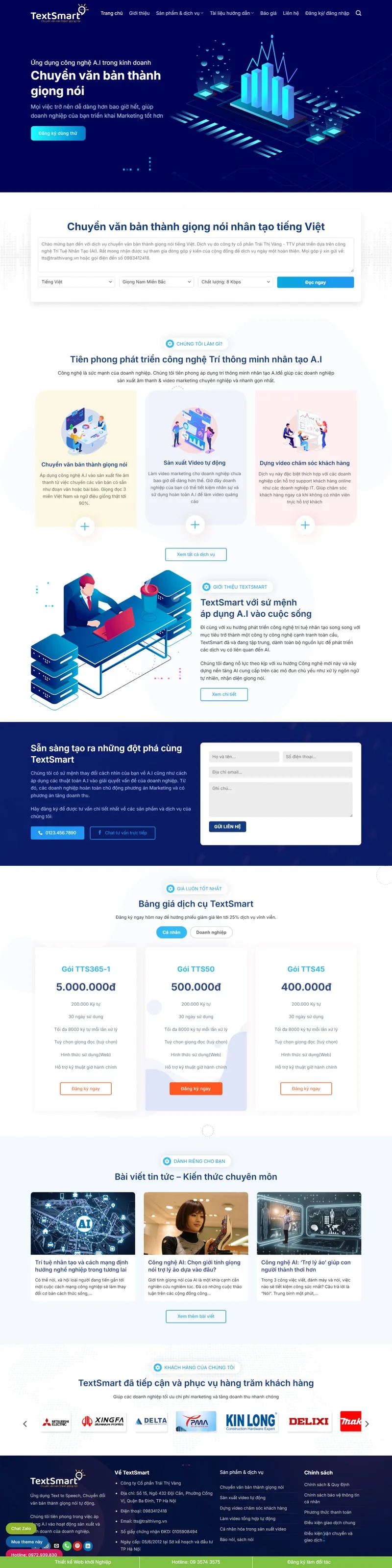 Theme wordpress giới thiệu dịch vụ textsmart