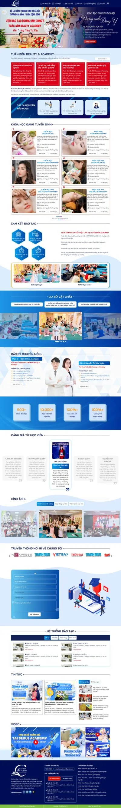 Theme wordpress khóa học thẩm mỹ