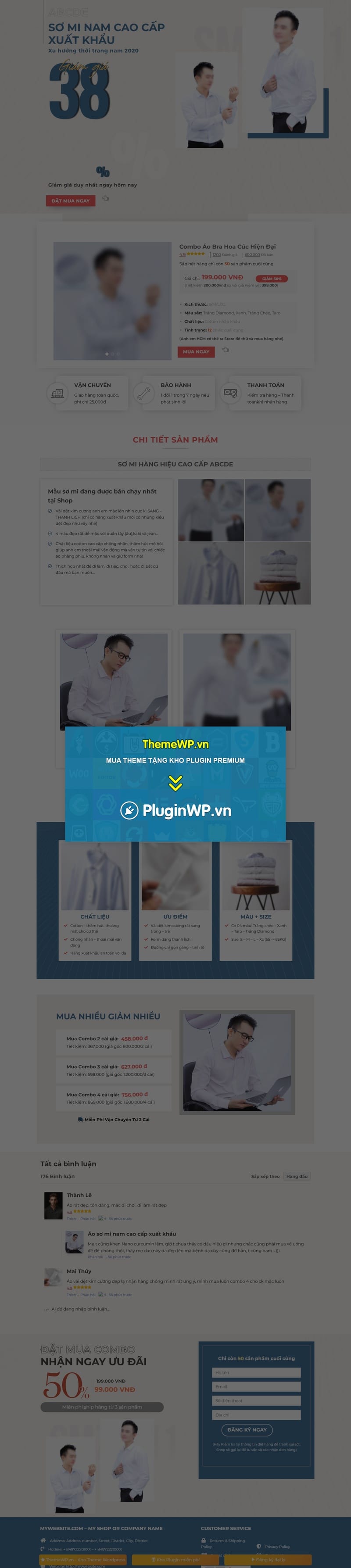 Theme WordPress landing page bán áo sơ mi