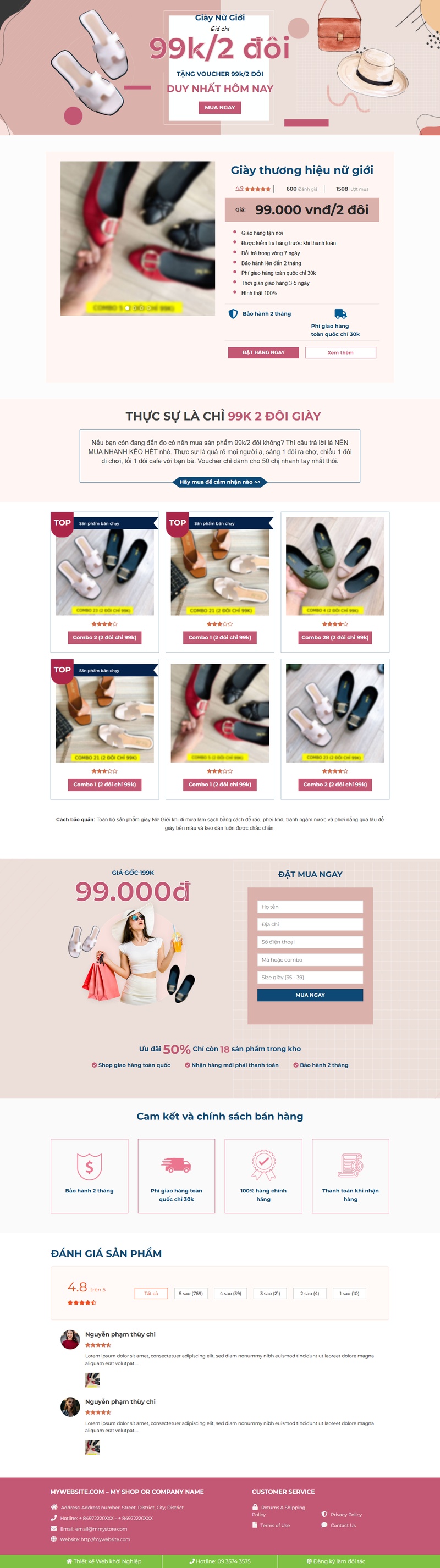 Theme wordpress landing page bán dép