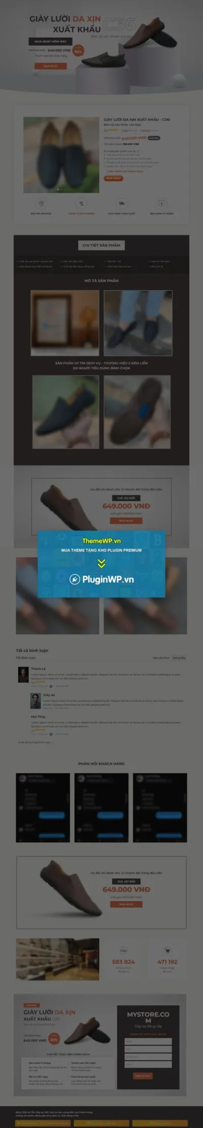 Theme WordPress landing page bán giày da