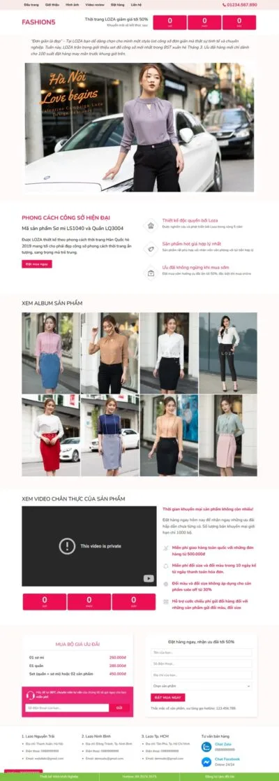 Theme wordpress landing page bán quần áo