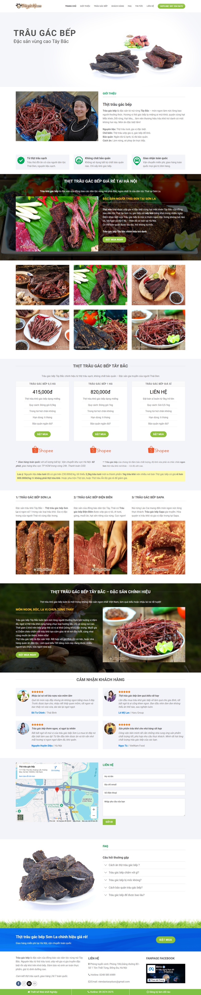 Theme wordpress landing page bán thịt trâu