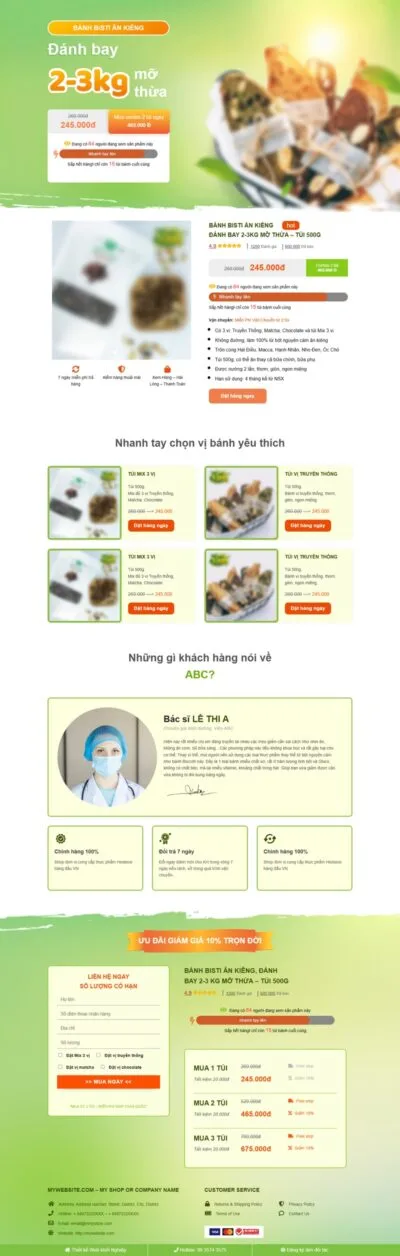 Theme wordpress landing page bánh giảm cân