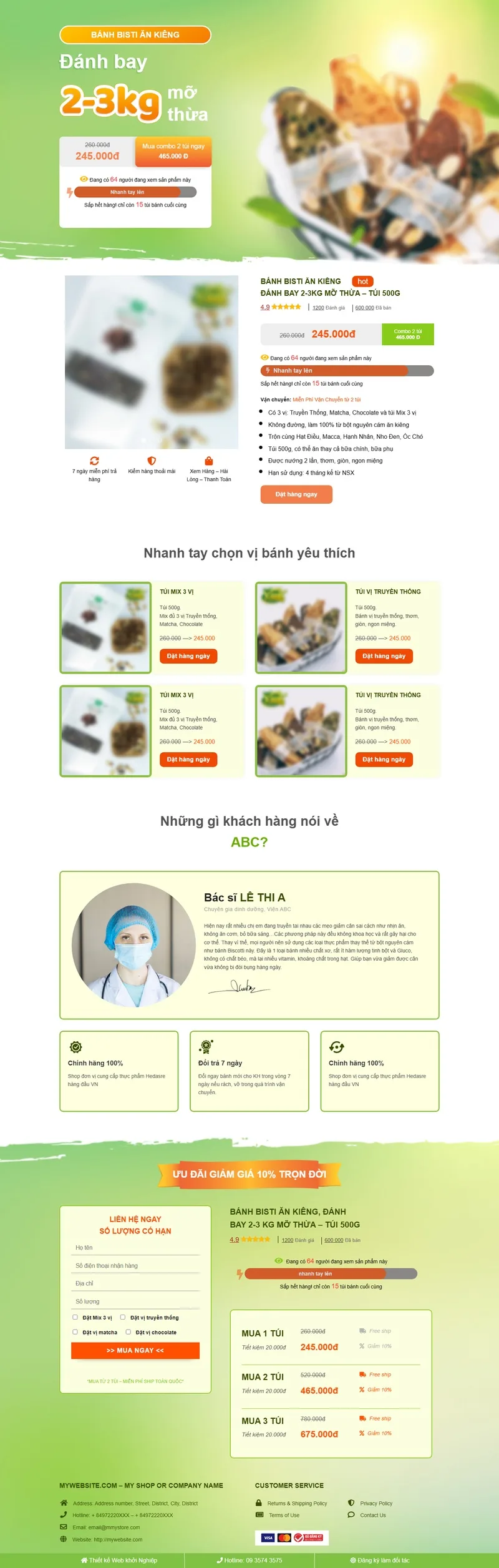 Theme wordpress landing page bánh giảm cân