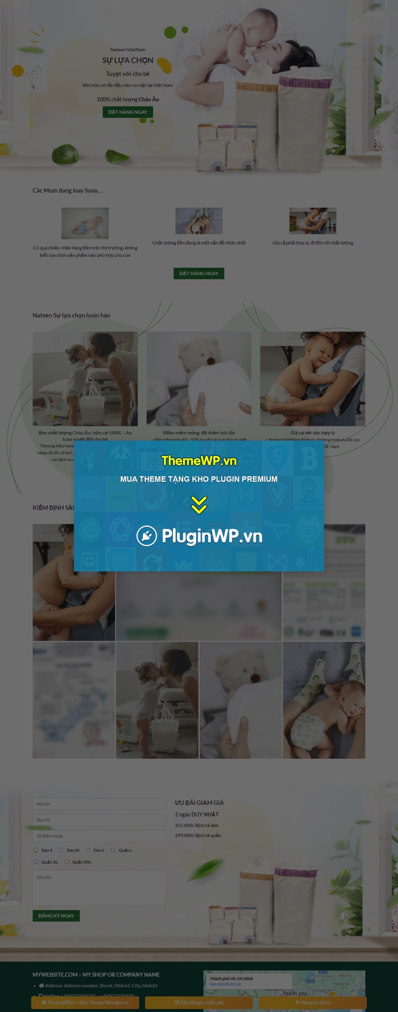 Theme WordPress landing page bỉm cho bé