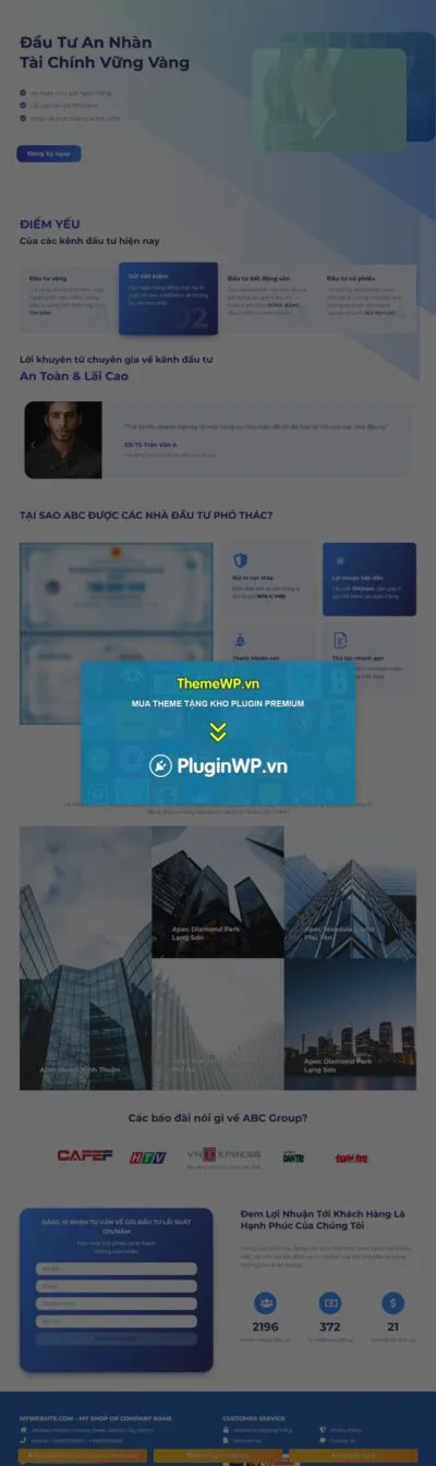 Theme WordPress landing page đầu tư trái phiếu tài chính