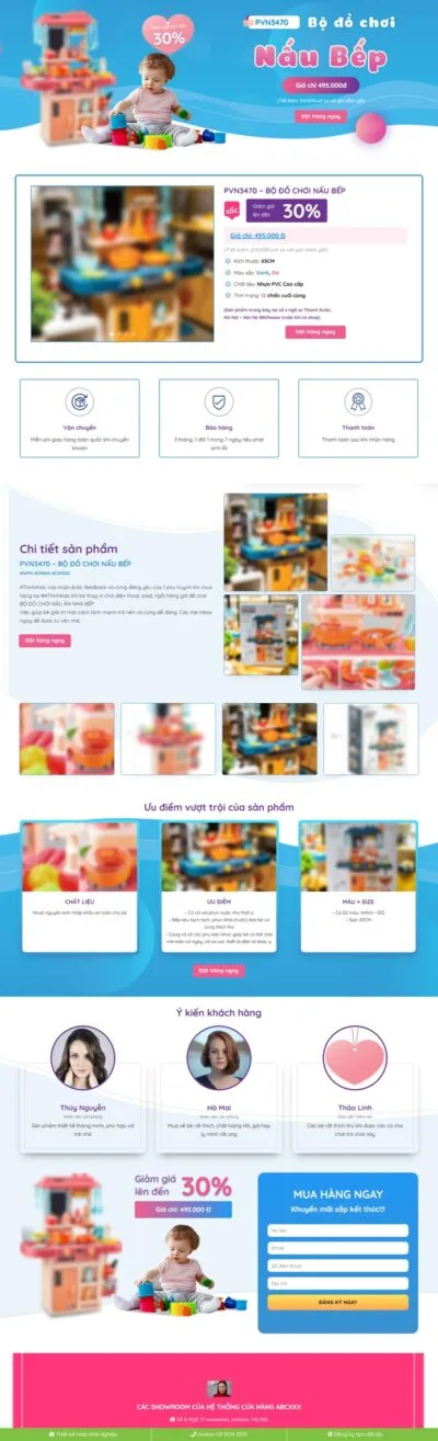 Theme wordpress landing page đồ chơi trẻ em