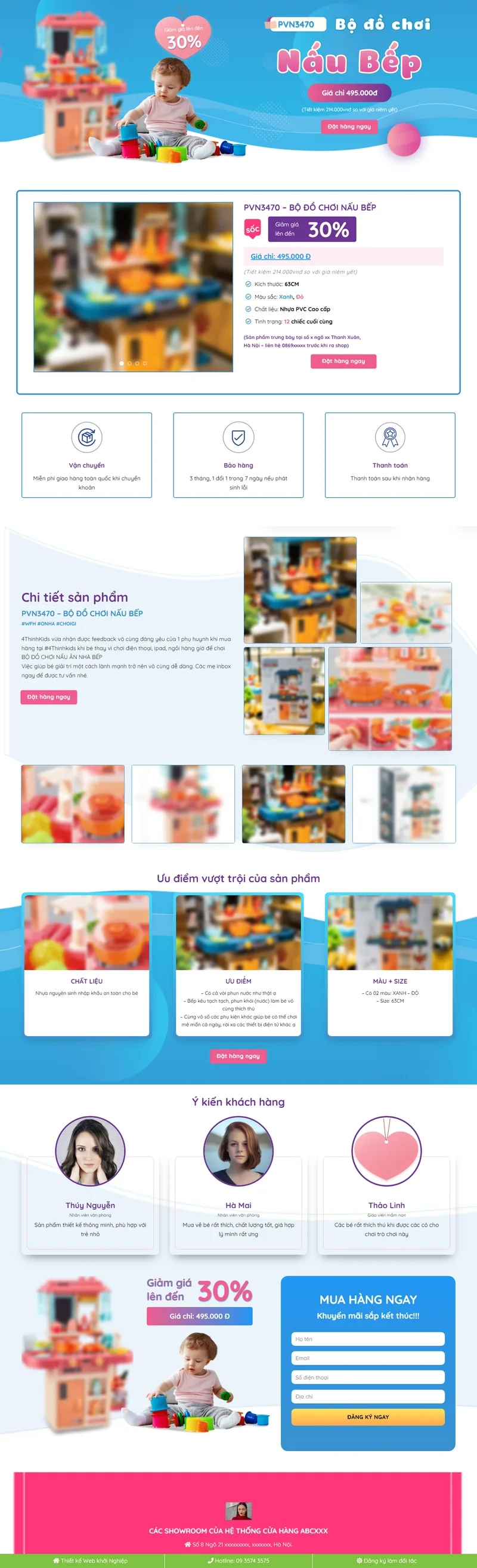 Theme wordpress landing page đồ chơi trẻ em