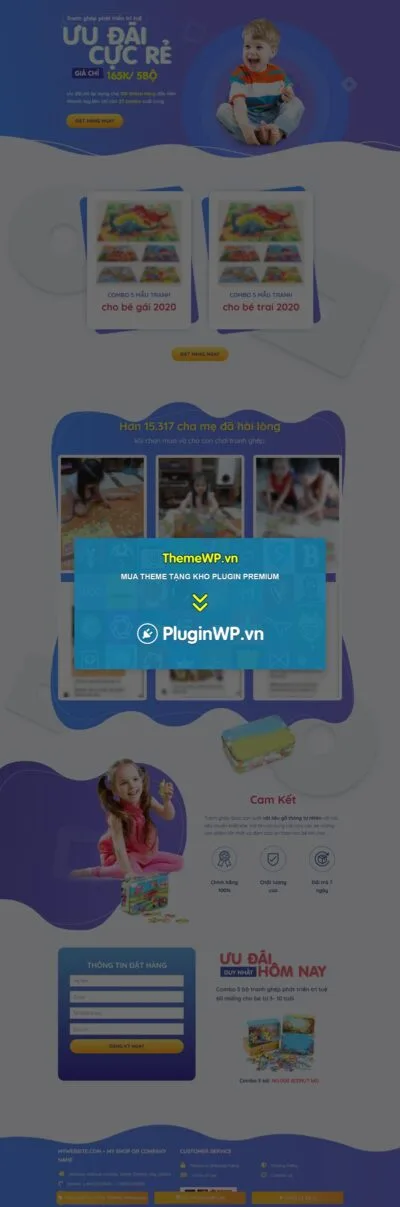 Theme WordPress Landing page đồ chơi xếp hình