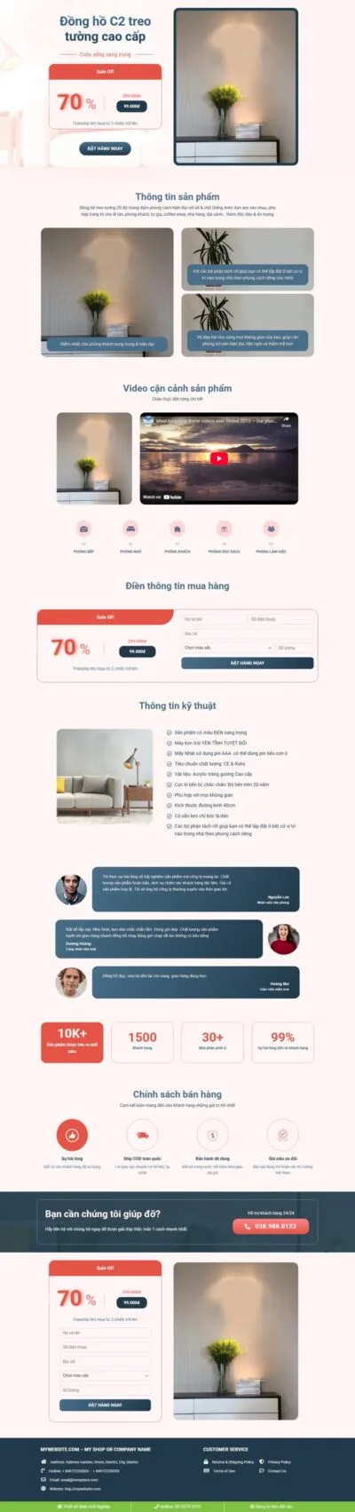 Theme wordpress landing page đồng hồ dán tường 3d