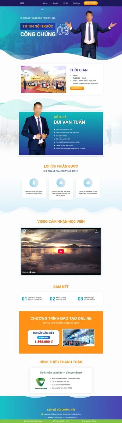 Theme wordpress landing page khóa học