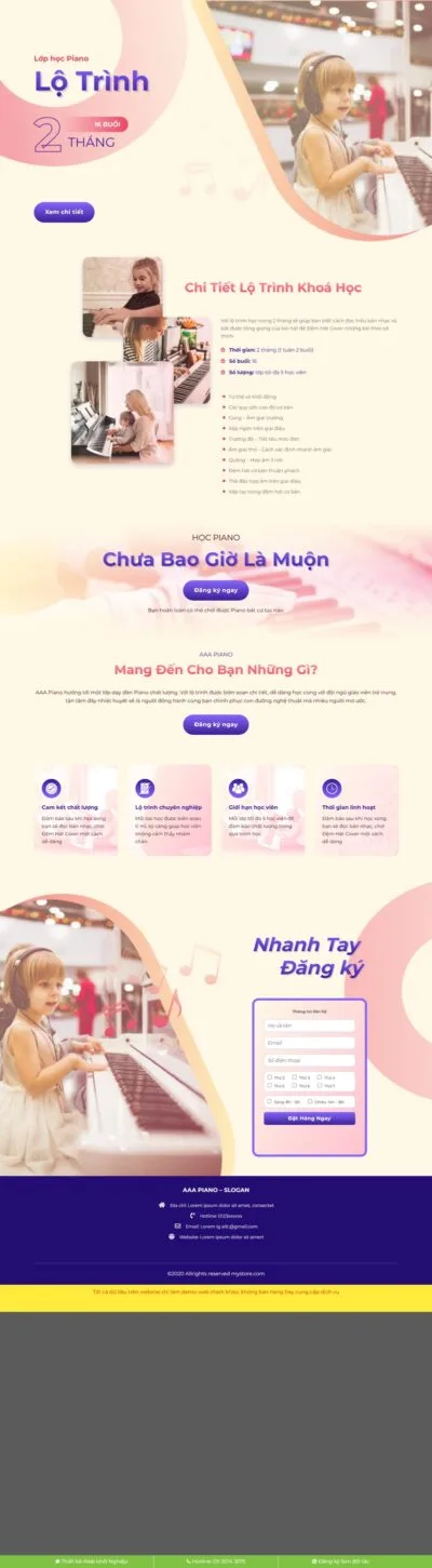 Theme wordpress landing page khóa học đàn piano