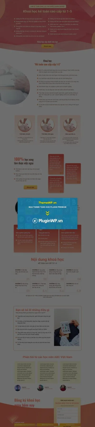 Theme WordPress landing page khóa học kế toán